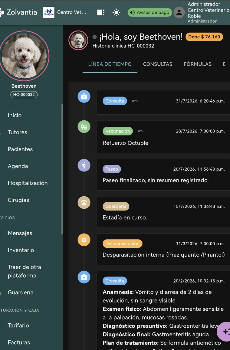 La misma historia clínica en modo oscuro, para los turnos de noche