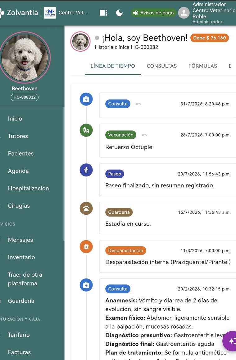 La historia clínica de un paciente, con toda su línea de tiempo